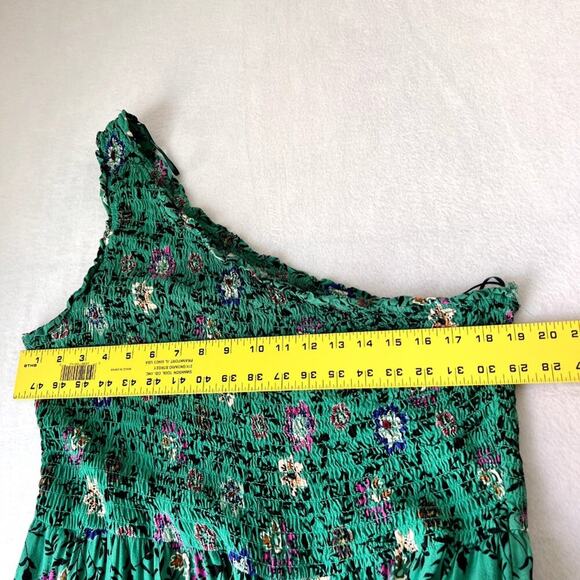 Knox Rose Dress Women's Plus XXL Green One Shoulder Aline Smocked Tiered Floral - Picture 8 of 11